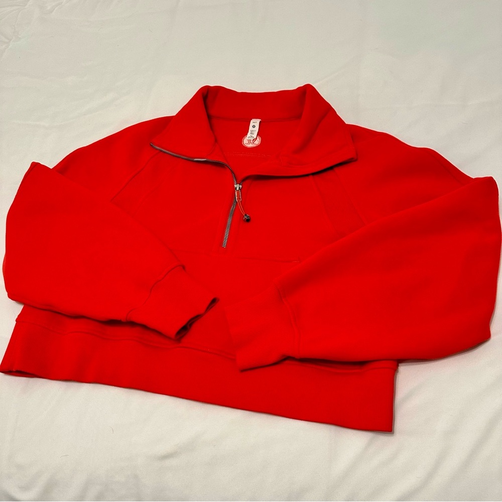 LULULEMON Scuba Oversized Funnel-Neck Half Zip Carnation Red XS/S